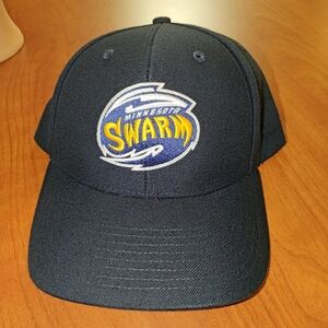 Vtg Minnesota Swarm Lacrosse Embroidered Logo Strap-on Hat Cap Navy Blue